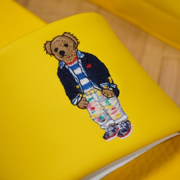 Polo Ralph Lauren Bear Slide Yellow Size 13 D PU EVA Brand New - Picture 2 of 11